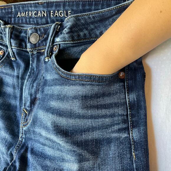 American Eagle Outfitters Men Waxed denim Straight Leg Jeans size 28 x 30, Blue - Picture 7 of 12